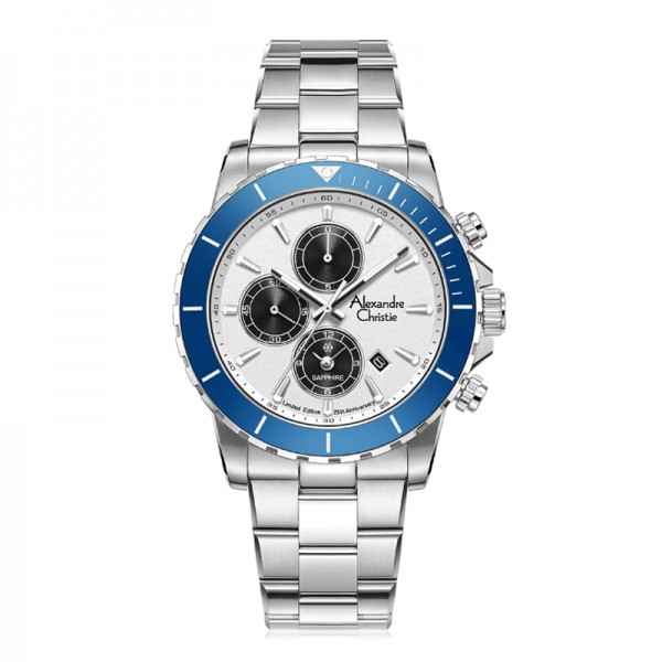 Alexandre Christie AC 6141 Silver White Blue Man Limited Edition 25th Anniversary XXMSSSLBU Alexandre Christie AC 6141 Silver White Blue Man Limited Edition 25th Anniversary XXMSSSLBU